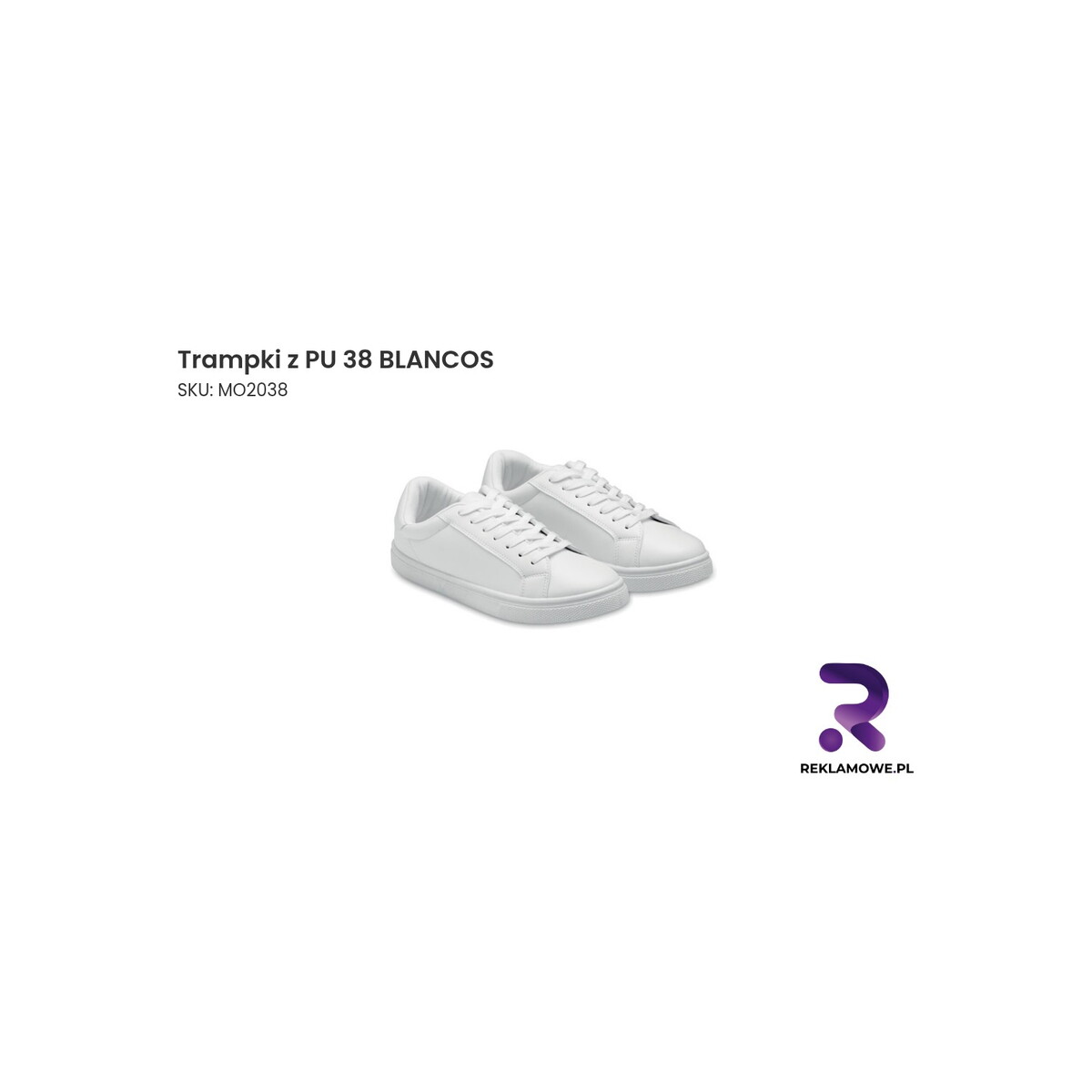 Białe trampki z PU w rozmiarze 38